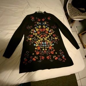 ZARA embroidered floral mini dress